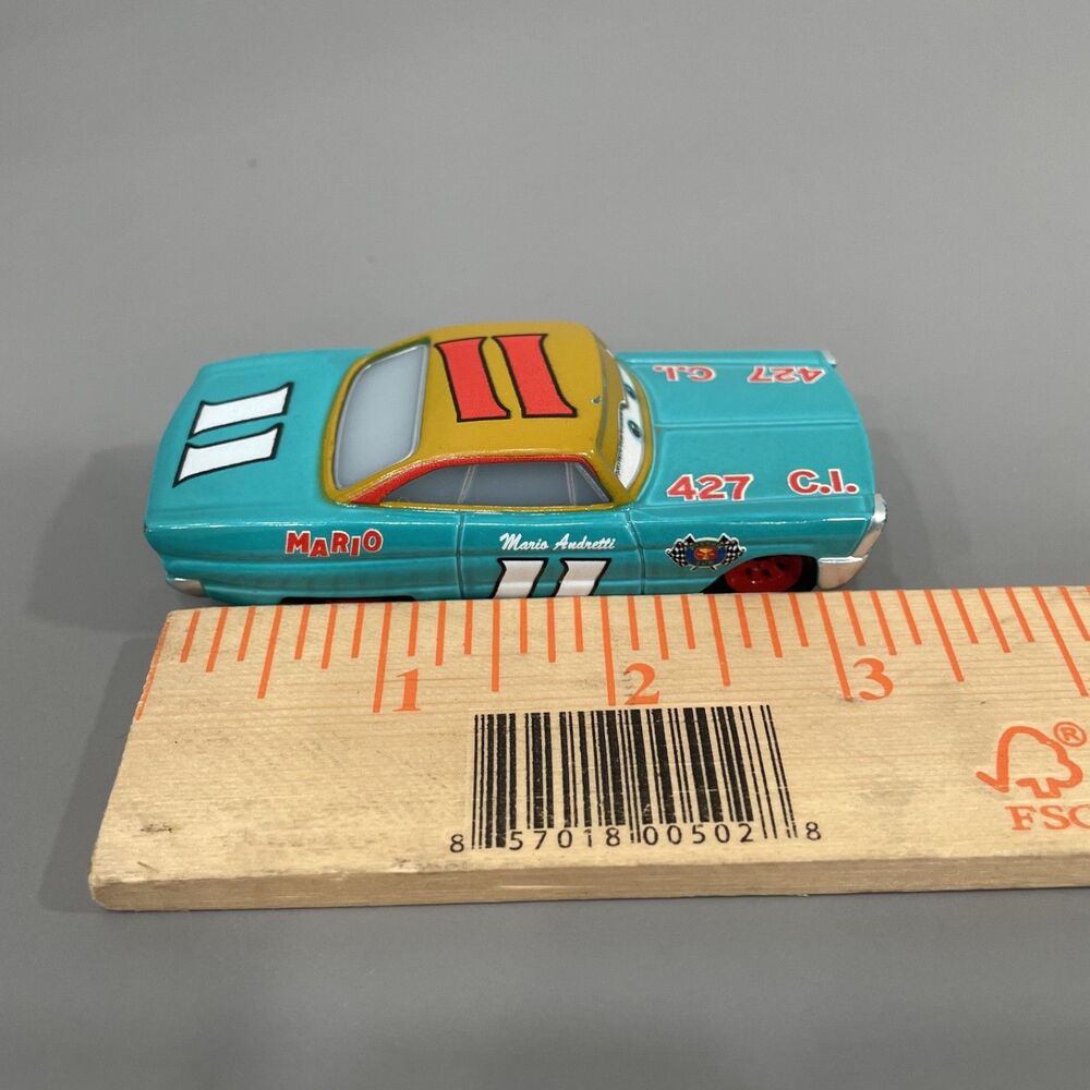 Disney Cars Mario Andretti #11 Blue Ford Fairlane Mattel Diecast Loose 1:55 - Picture 7 of 7